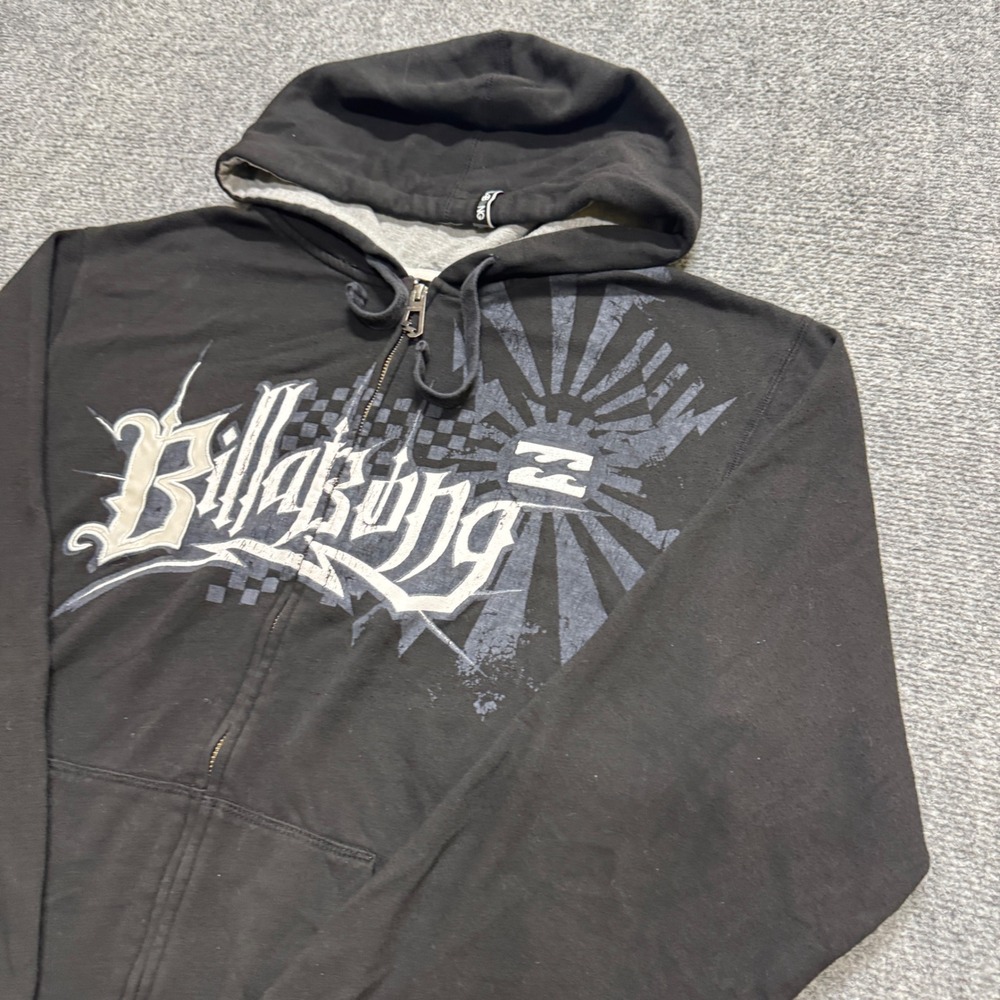 VTG Billabong Jacket Men's XL Black Fullzip Y2K Grunge Surfer Embroidered 90sb
